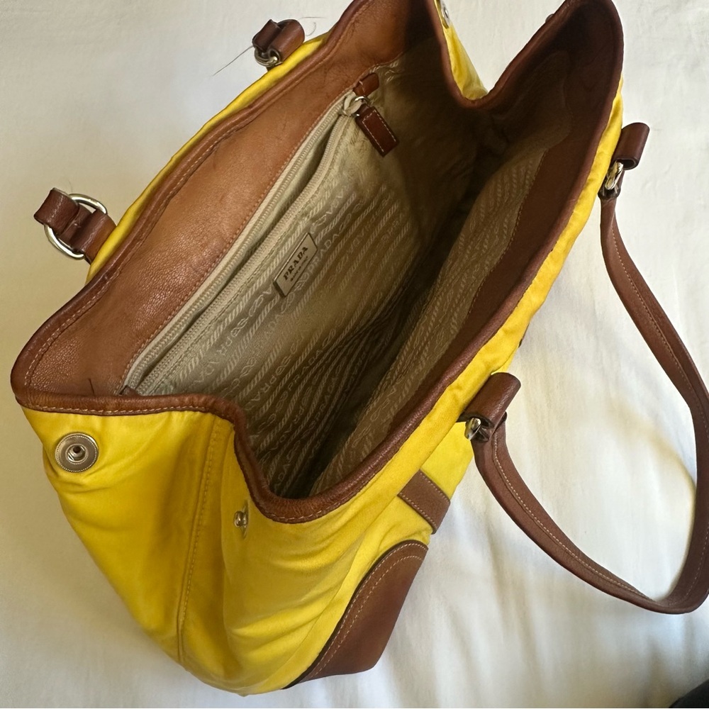 Prada Yellow and Brown Nylon Women’s Shoulder Bag - Picture 9 of 12
